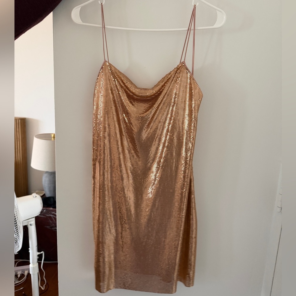 Alice + Olivia champagne pink chain mini dress